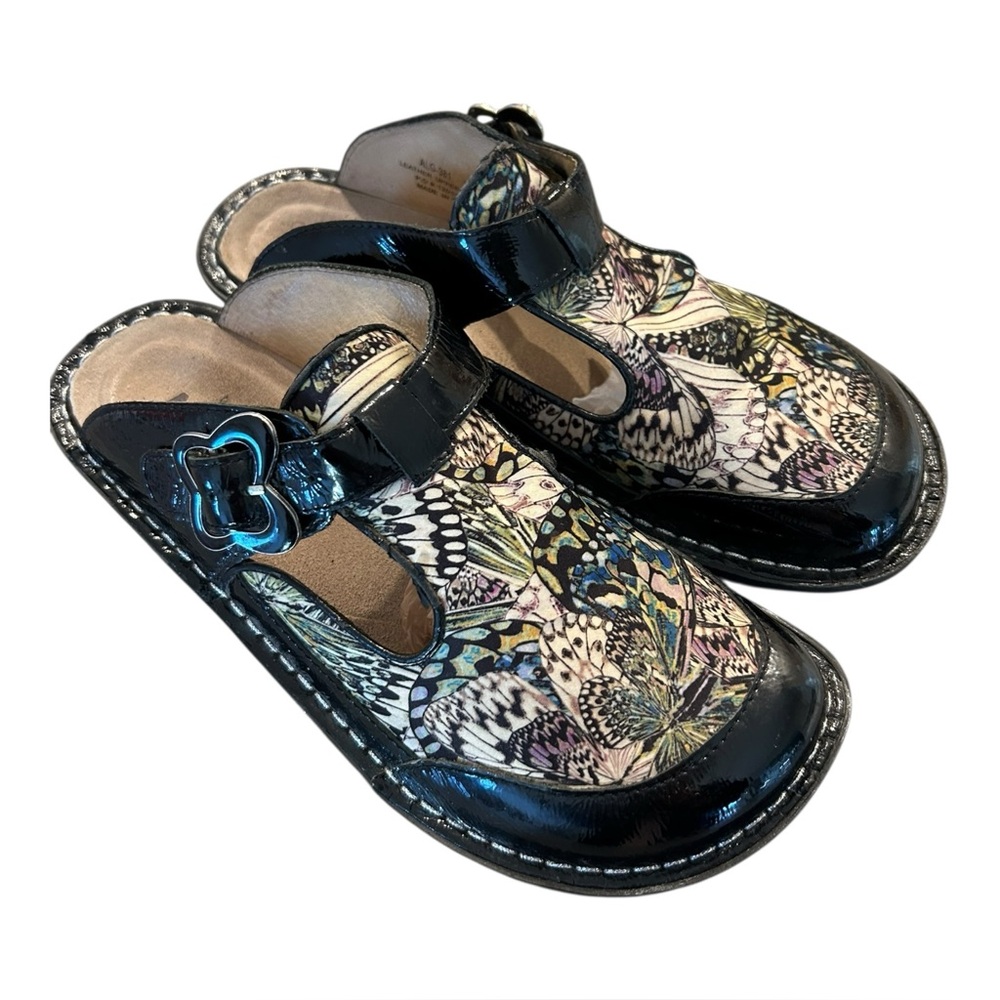 Alegria butterfly slip on clogs mules 39 butterfly patent